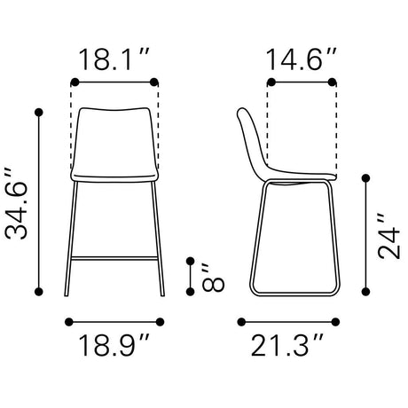 ZUO Smart Counter Stool (Set of 2) Black