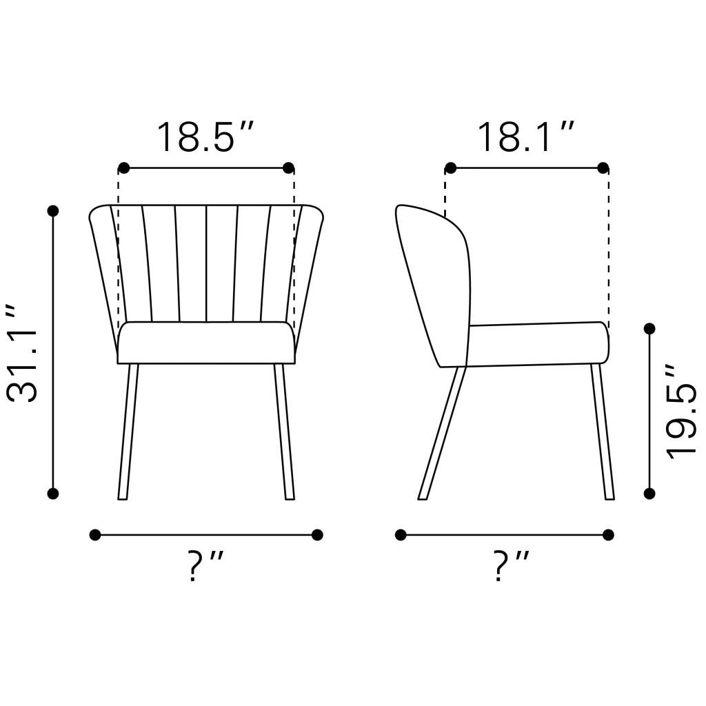 ZUO Aimee Dining Chair (Set of 2) Gray
