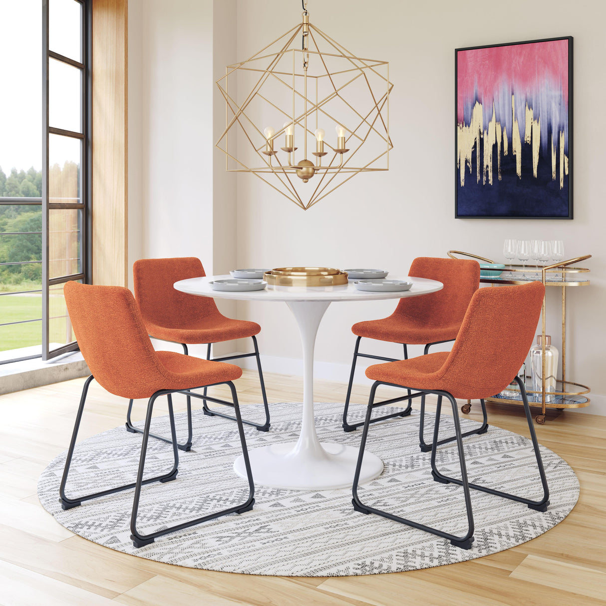 ZUO Smart Dining Chair (Set of 2) Burnt Orange