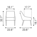 ZUO Maxine Dining Chair Navy Blue & Gold