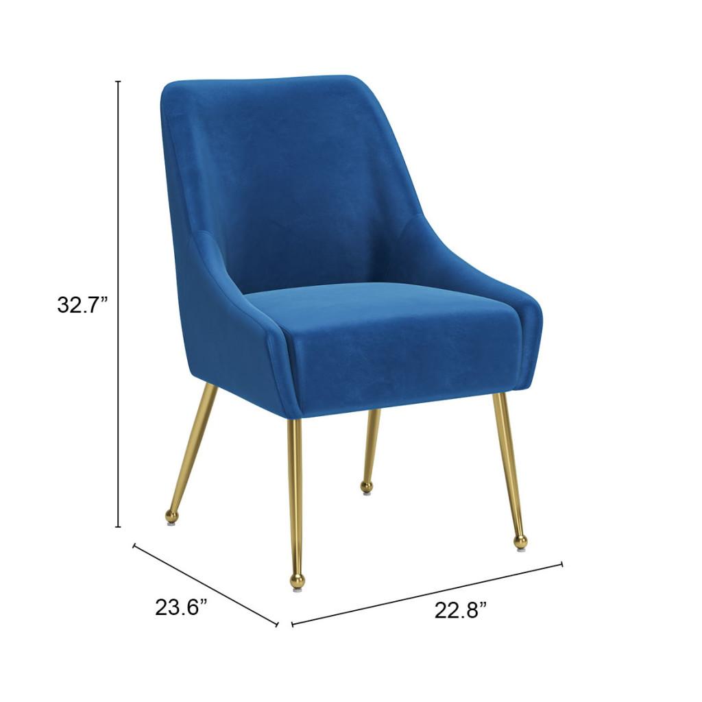 ZUO Maxine Dining Chair Navy Blue & Gold