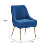 ZUO Maxine Dining Chair Navy Blue & Gold