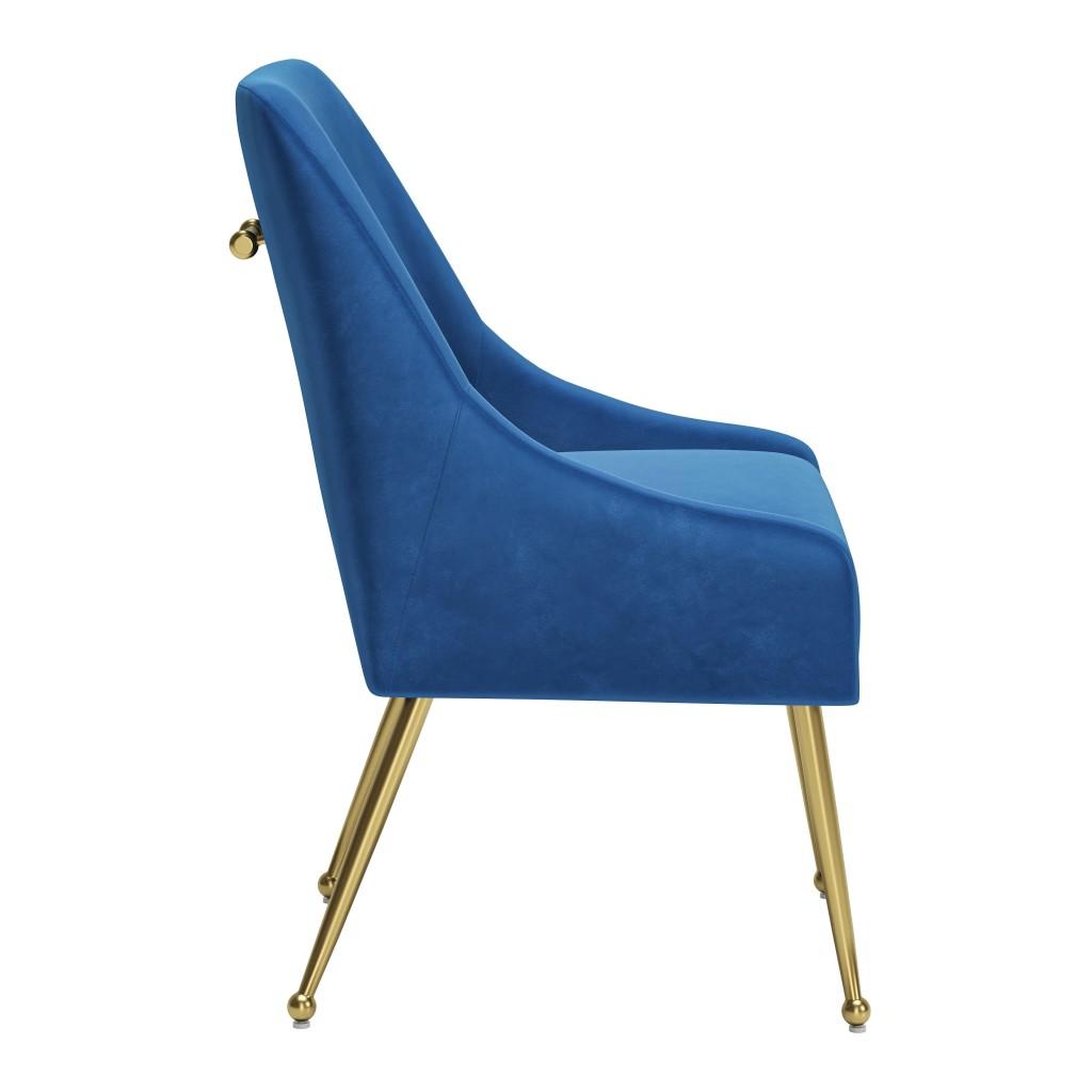 ZUO Maxine Dining Chair Navy Blue & Gold
