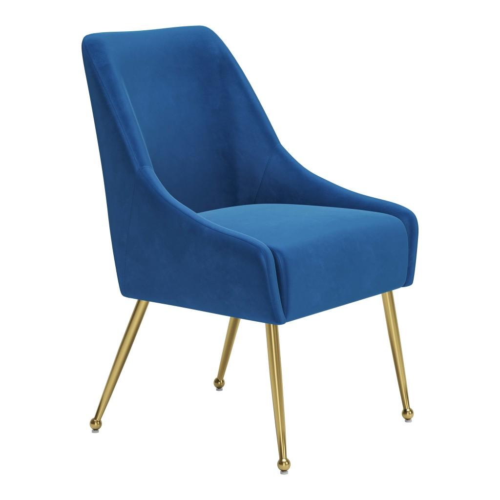 ZUO Maxine Dining Chair Navy Blue & Gold