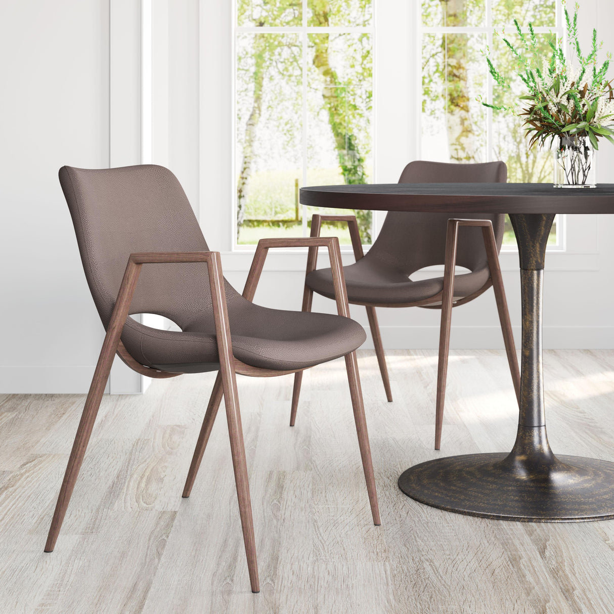 ZUO Desi Dining Chair (Set of 2) Brown & Walnut