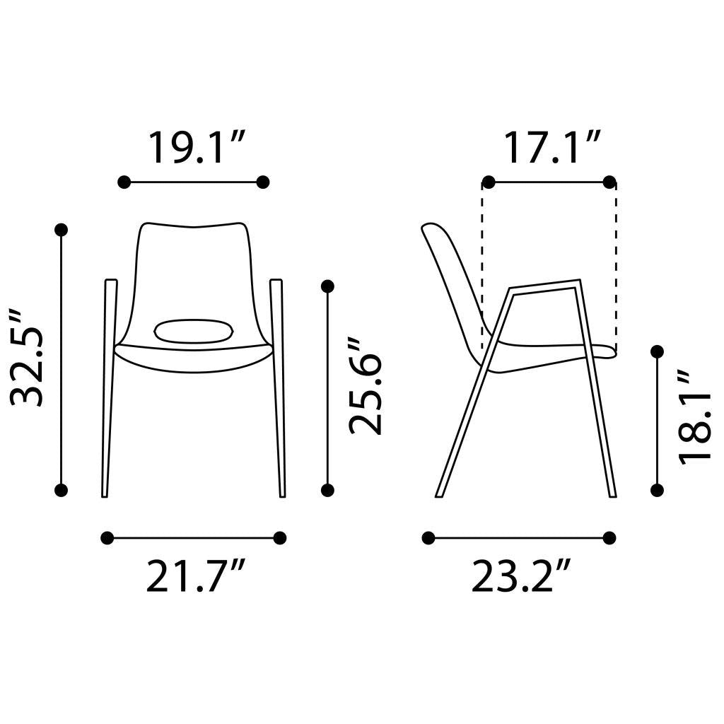 ZUO Desi Dining Chair (Set of 2) Brown & Walnut