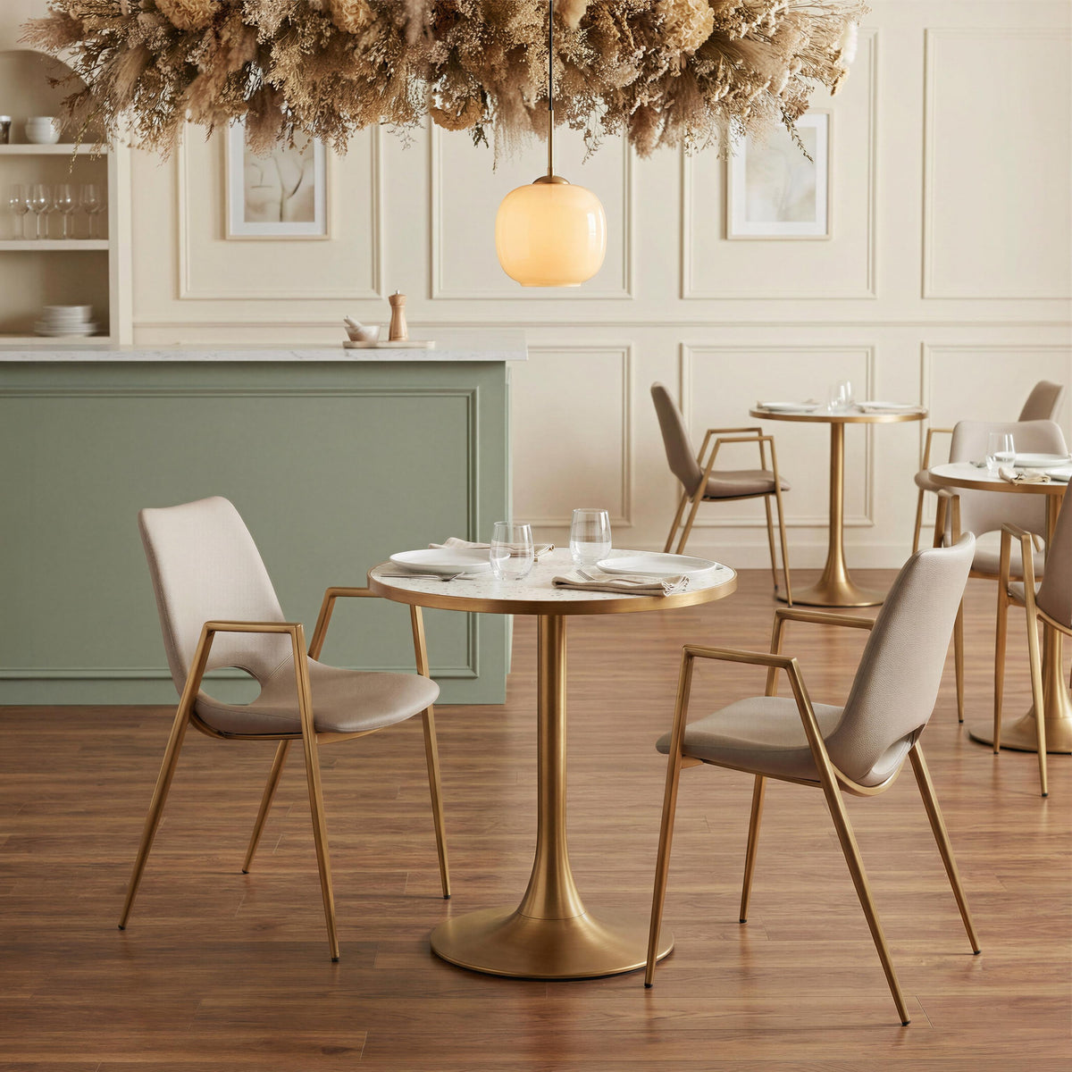 ZUO Desi Dining Chair (Set of 2) Beige & Gold