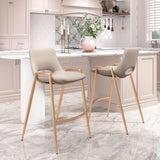 ZUO Desi Counter Stool (Set of 2) Beige & Gold