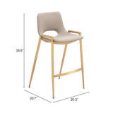 ZUO Desi Counter Stool (Set of 2) Beige & Gold