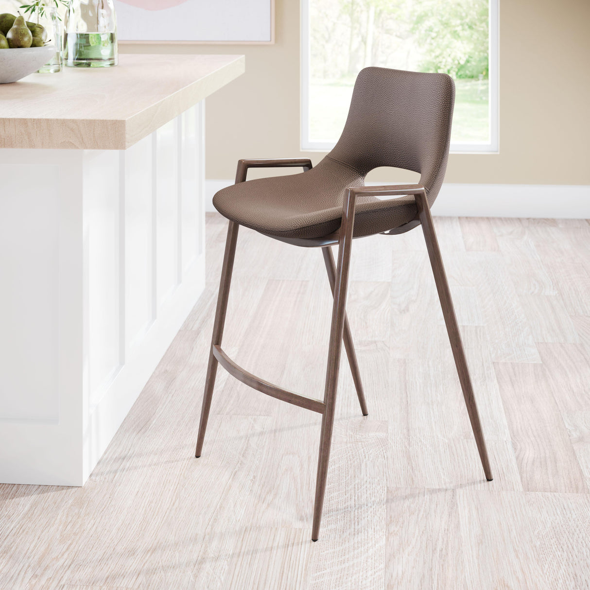 ZUO Desi Counter Stool (Set of 2) Brown & Walnut