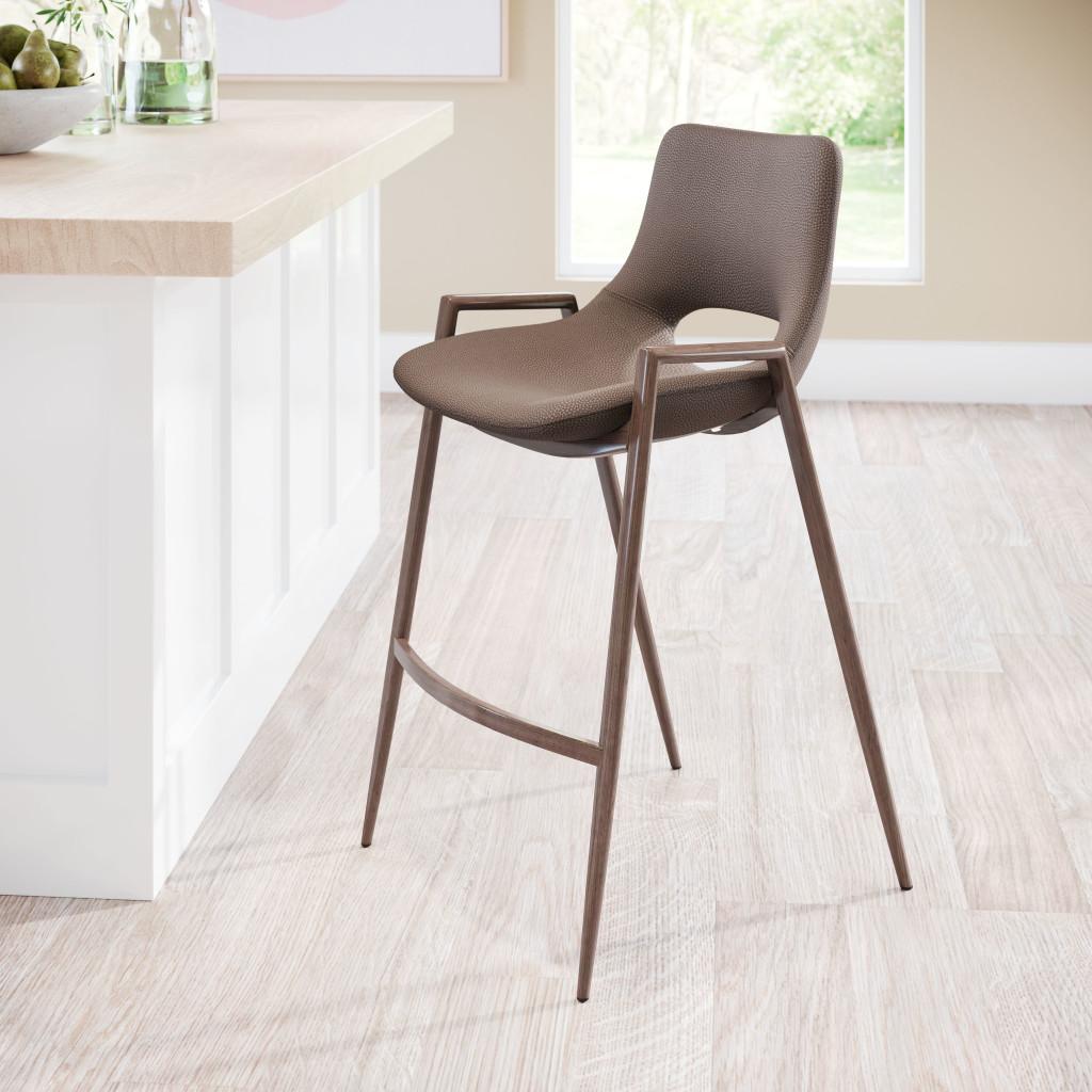 ZUO Desi Counter Stool (Set of 2) Brown & Walnut