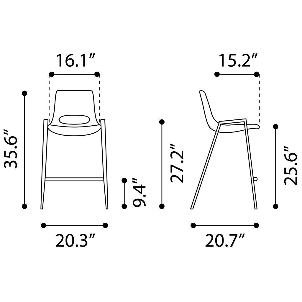 ZUO Desi Counter Stool (Set of 2) Brown & Walnut