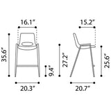 ZUO Desi Counter Stool (Set of 2) Brown & Walnut