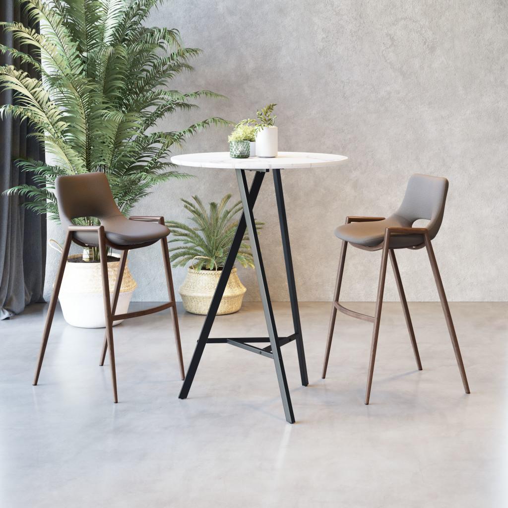 ZUO Desi Barstool (Set of 2) Brown & Walnut