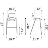 ZUO Desi Barstool (Set of 2) Brown & Walnut