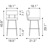 ZUO Blanca Barstool (Set of 2) Ivory