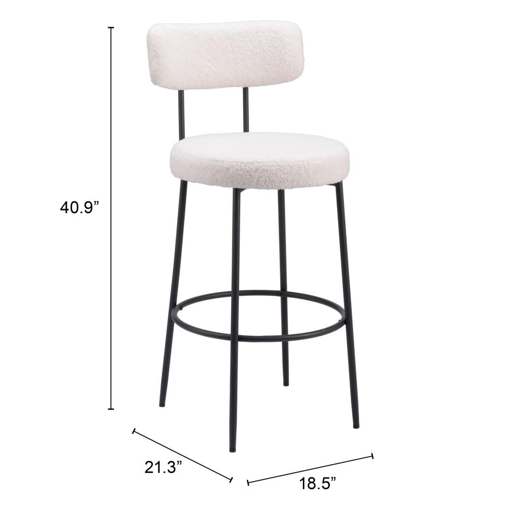 ZUO Blanca Barstool (Set of 2) Ivory