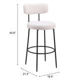 ZUO Blanca Barstool (Set of 2) Ivory