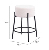 ZUO Blanche Counter Stool (Set of 2) Ivory
