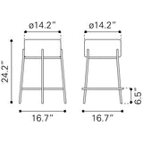 ZUO Blanche Counter Stool (Set of 2) Ivory