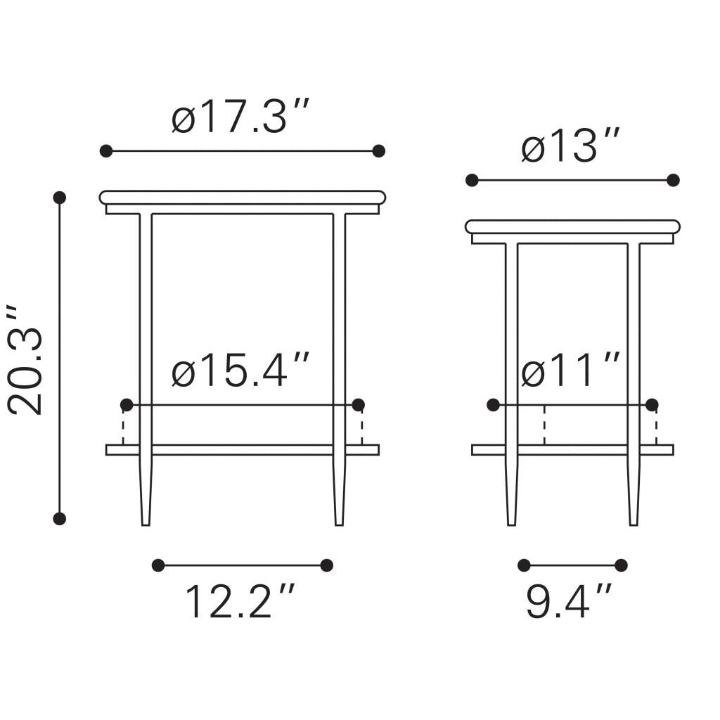 ZUO Koper Coffee Table Set (2-Piece) Black
