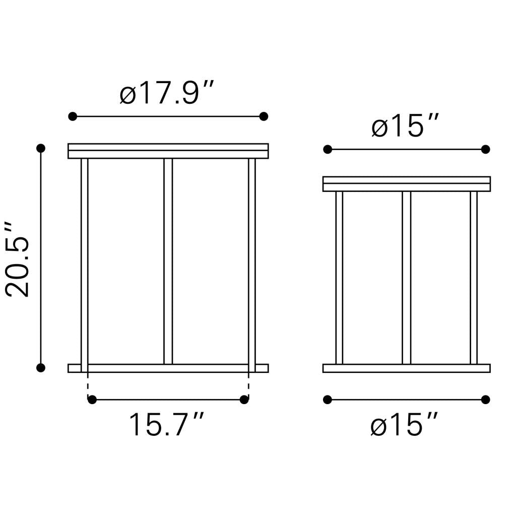 ZUO Bari Nesting Table Set (2-Piece) Natural