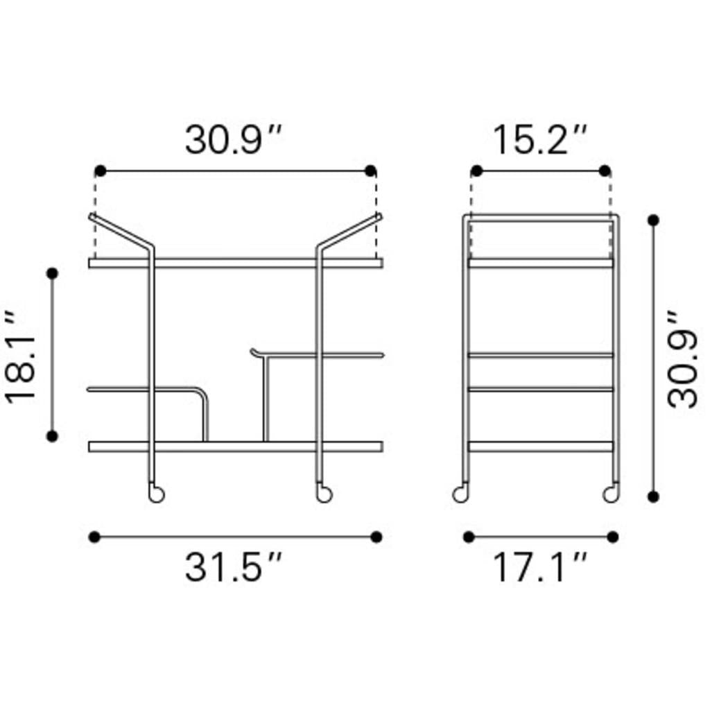ZUO Antalya Bar Cart Multicolor