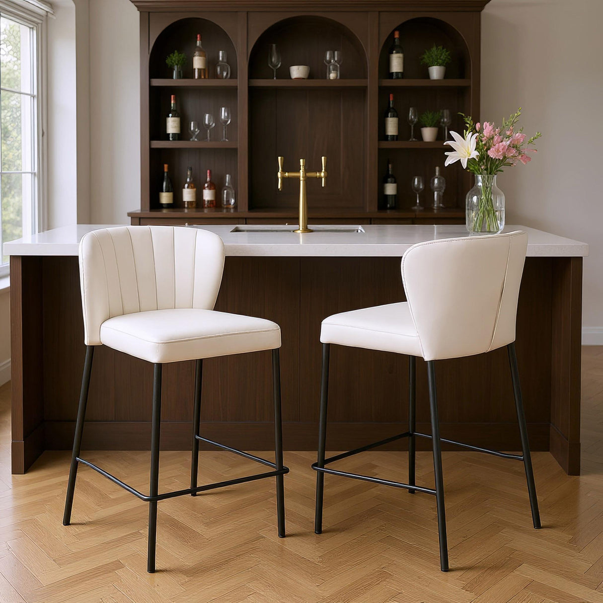 ZUO Linz Counter Stool (Set of 2) Cream