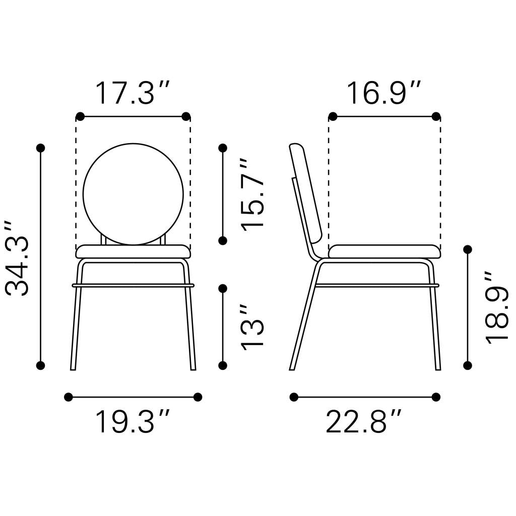 ZUO Odessa Dining Chair (Set of 2) Green & Gold