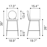 ZUO Odessa Counter Stool (Set of 2) Green & Gold