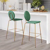 ZUO Odessa Barstool (Set of 2) Green & Gold