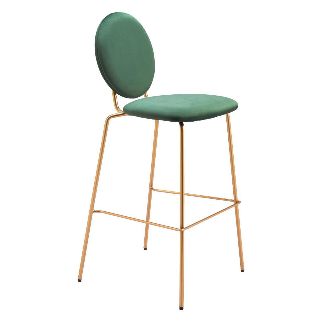 ZUO Odessa Barstool (Set of 2) Green & Gold