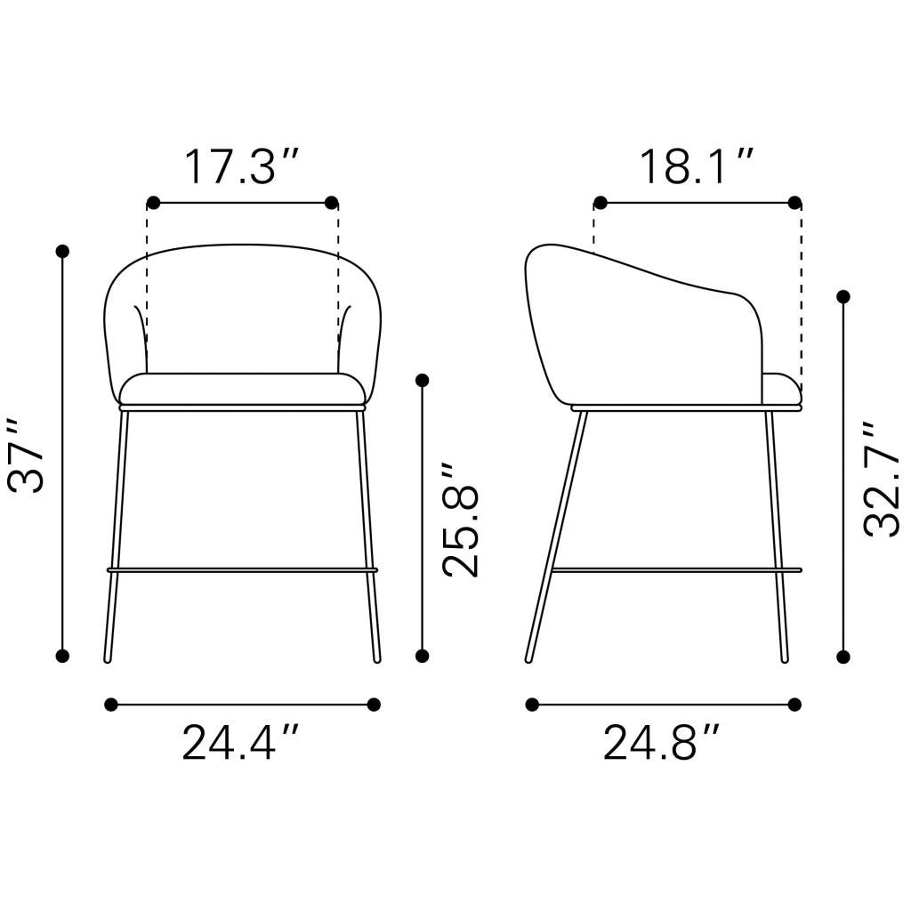 ZUO Essen Counter Stool Black & Bronze