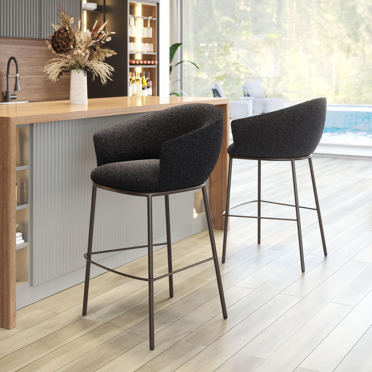 ZUO Essen Barstool Black & Bronze
