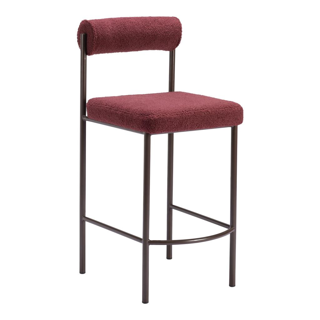 ZUO Livorno Counter Stool (Set of 2) Red & Bronze