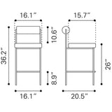 ZUO Livorno Counter Stool (Set of 2) Red & Bronze