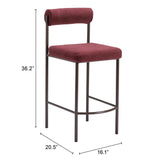 ZUO Livorno Counter Stool (Set of 2) Red & Bronze