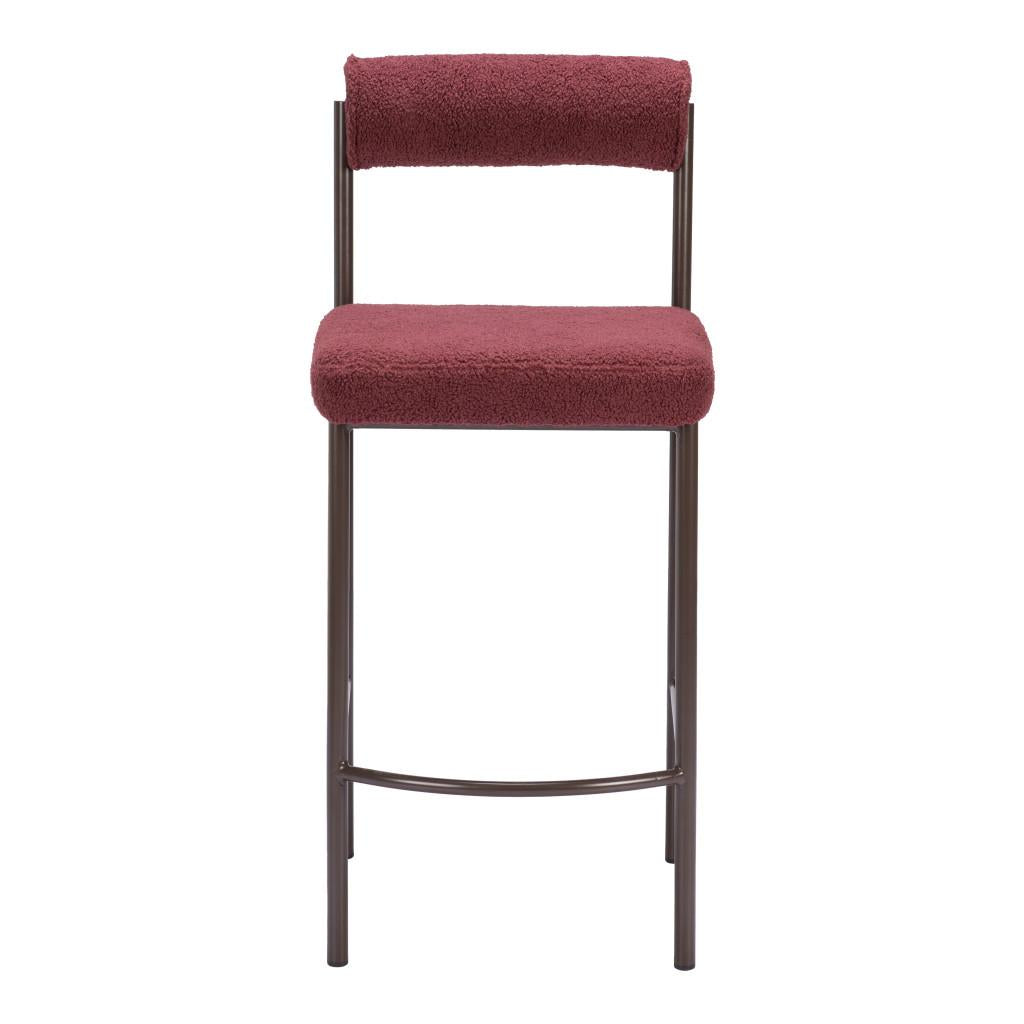 ZUO Livorno Counter Stool (Set of 2) Red & Bronze