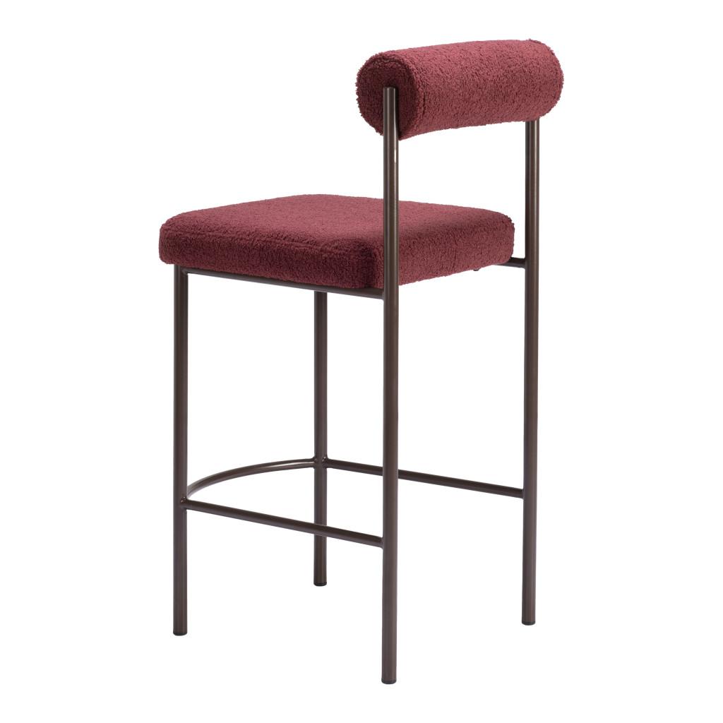 ZUO Livorno Counter Stool (Set of 2) Red & Bronze