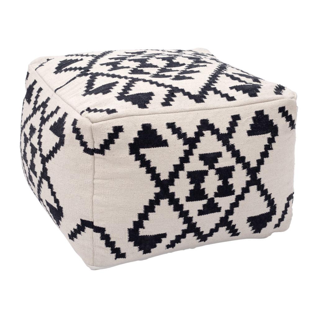 ZUO Lizardo Ottoman Beige & Black