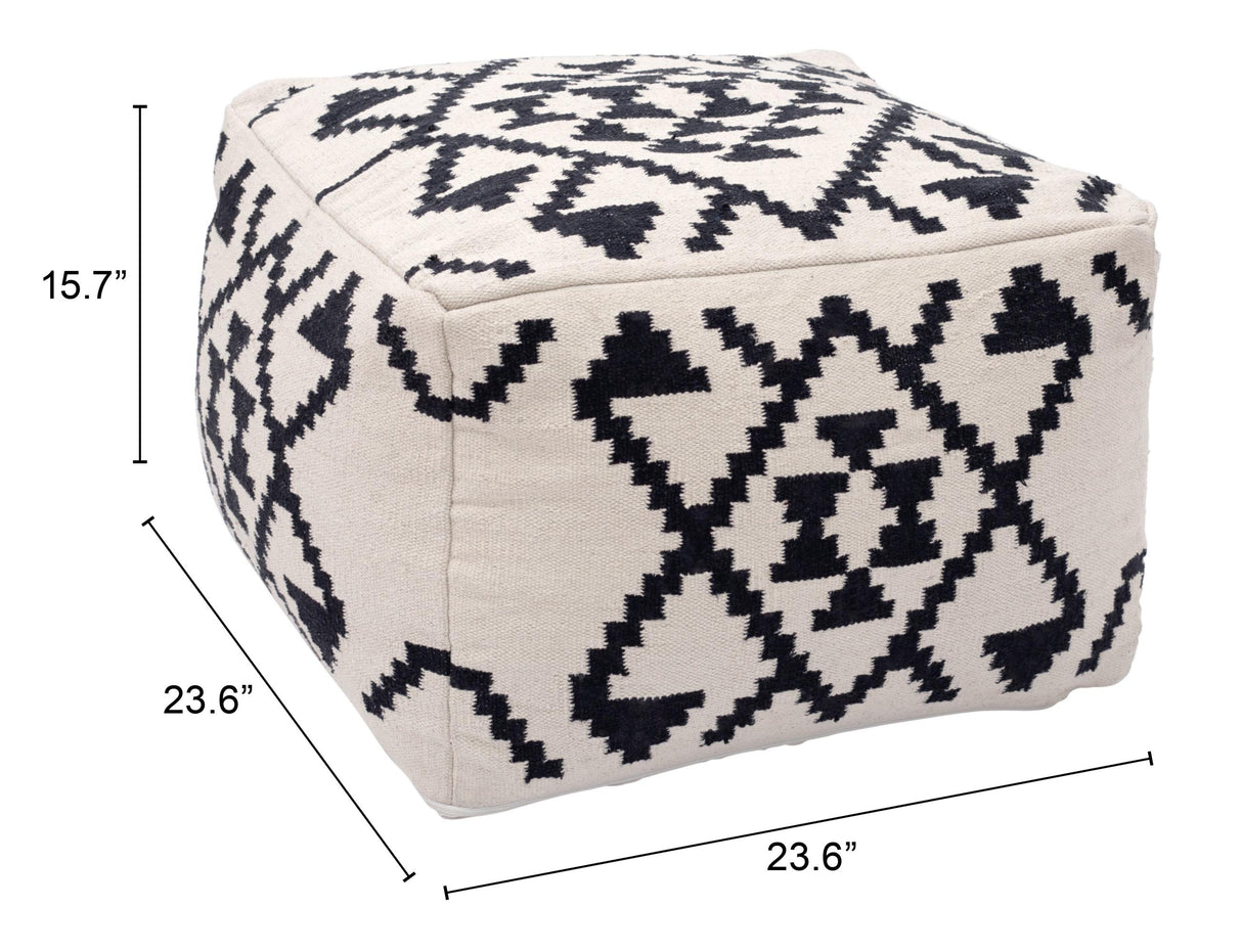 ZUO Lizardo Ottoman Beige & Black