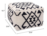 ZUO Lizardo Ottoman Beige & Black