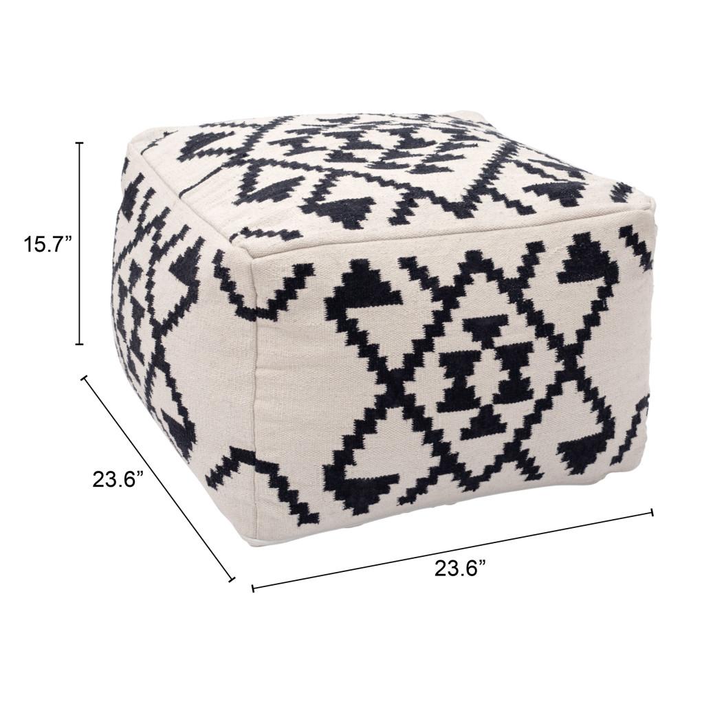 ZUO Lizardo Ottoman Beige & Black