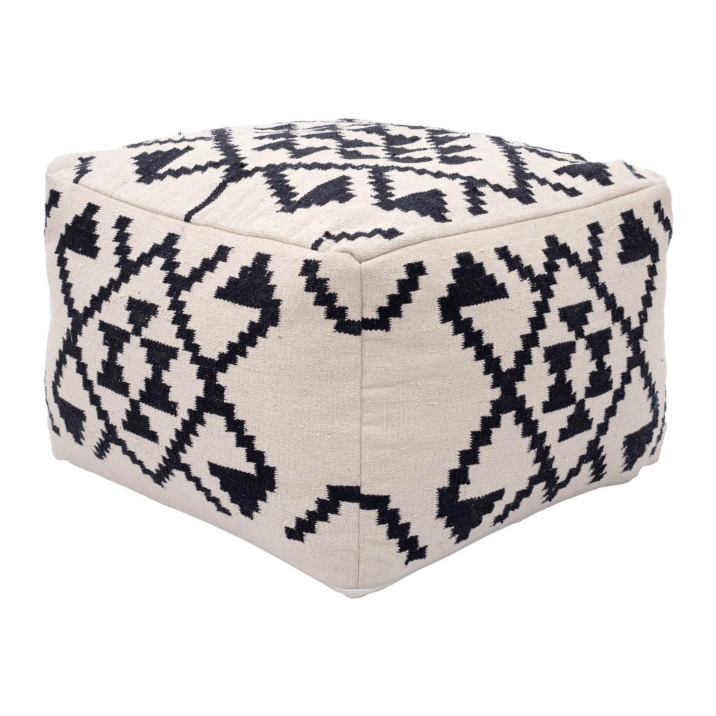 ZUO Lizardo Ottoman Beige & Black