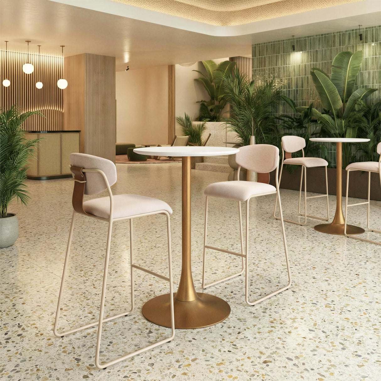 ZUO Auray Bar Table White & Gold