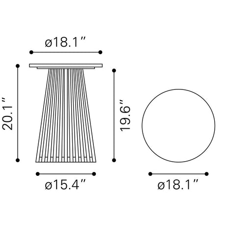 ZUO Mazara Side Table White & Natural