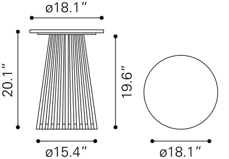 ZUO Mazara Side Table White & Natural