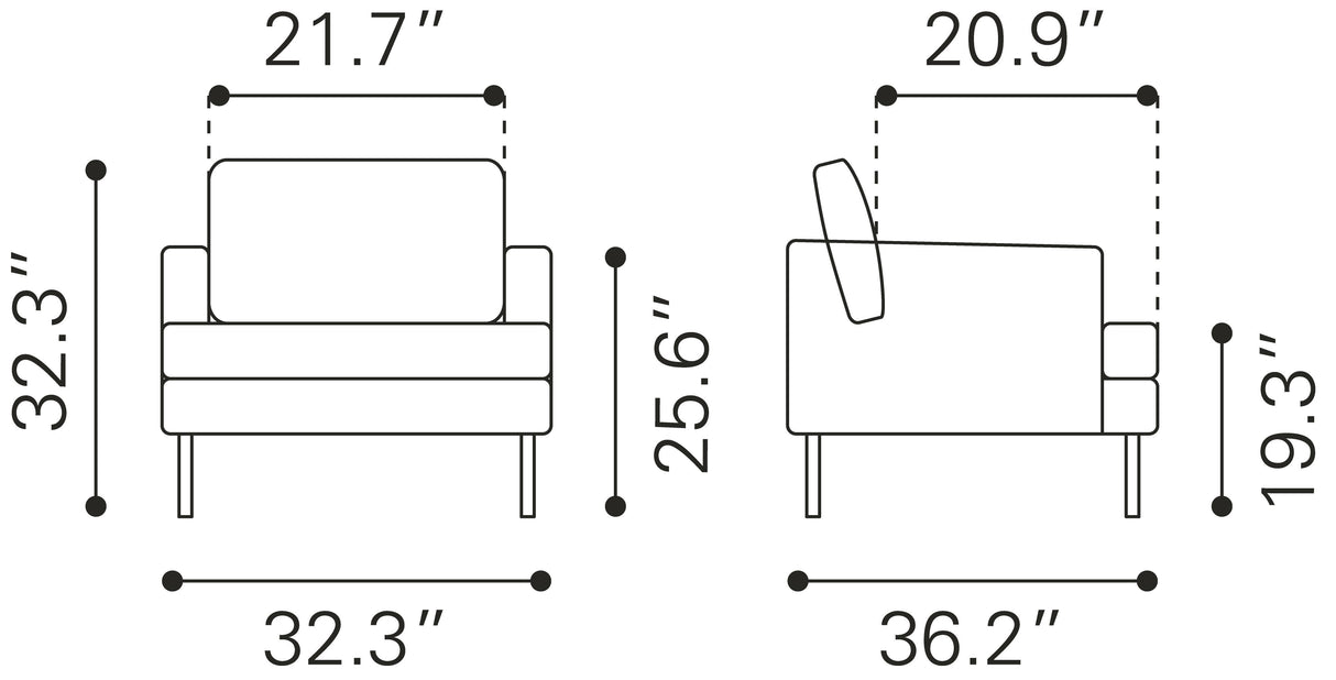 ZUO Decade Armchair Brown
