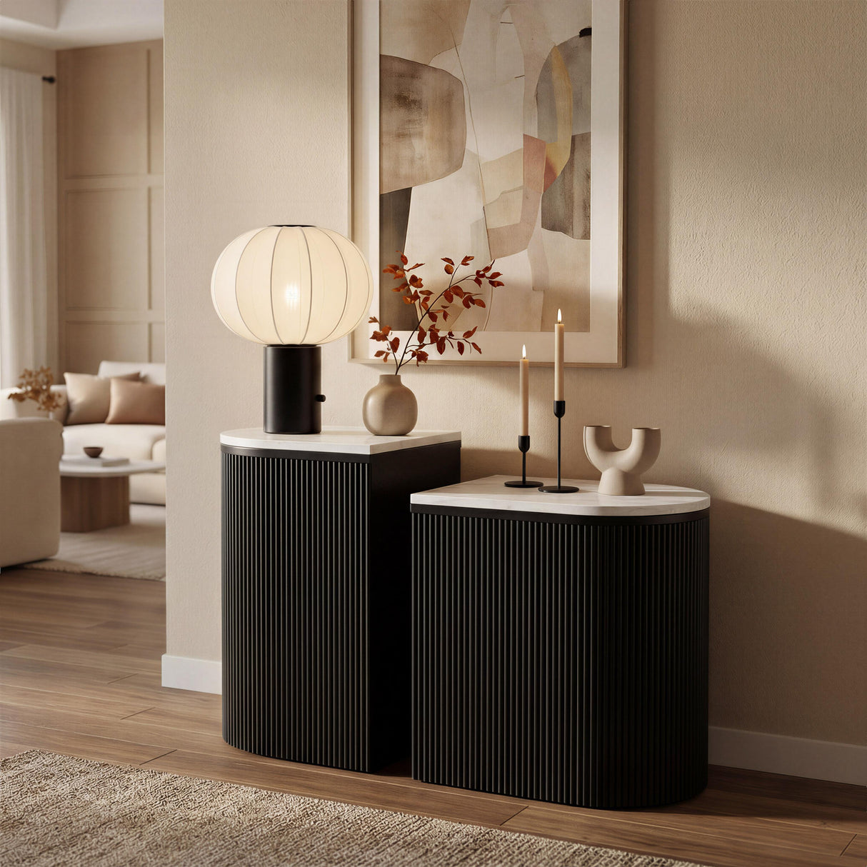 ZUO Ormara Side Table Set (2-Piece) White & Black