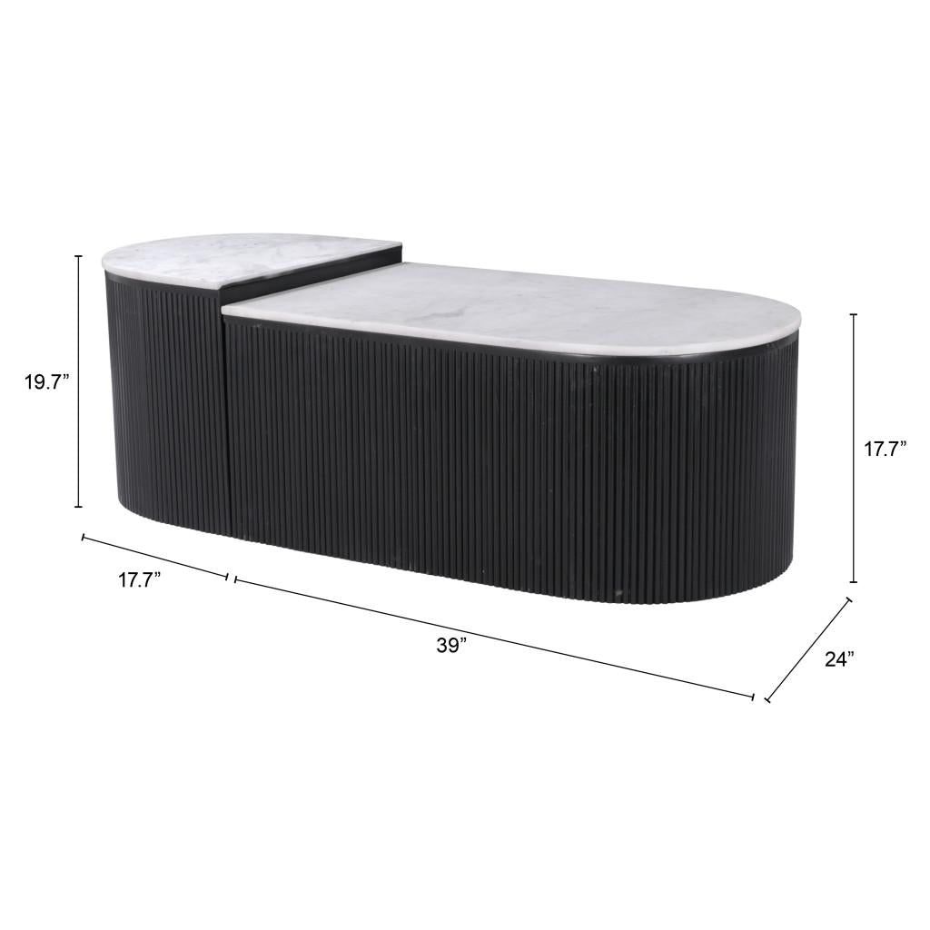 ZUO Ormara Coffee Table Set (2-Piece) White & Black